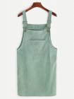 Green Corduroy Pinafore Dress With Pockets