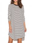 White Long Sleeve Striped Dress