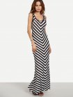 Black White Chevron Print Maxi Tank Dress