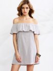 Grey Ruffle Off The Shoulder Dress