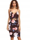 Spaghetti Strap Cut Out Floral Sheath Dress