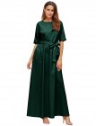 Dark Green Tie Front Detail Maxi Dress