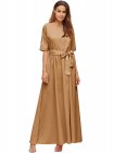 Khaki Tie Front Detail Maxi Dress