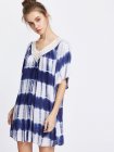 Tie Dye V Neck Contrast Lace Dress