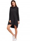 Black Cowl Neck Long Sleeve High Low Dress