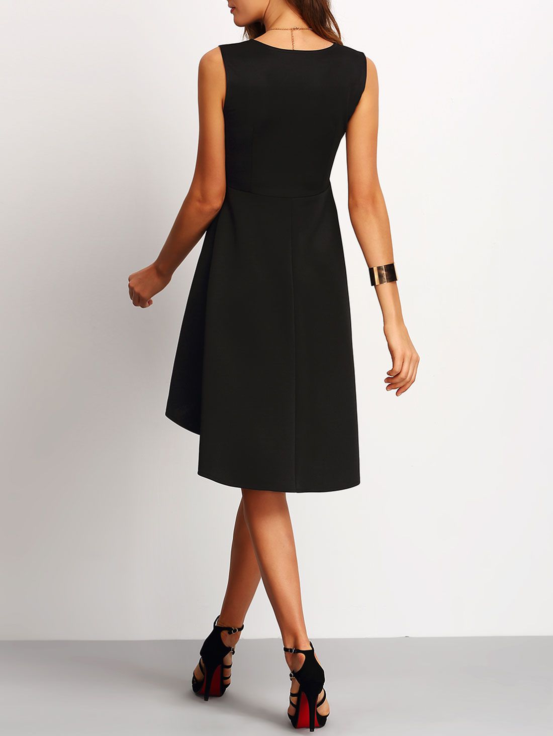 Black Sleeveless Asymmetrical Dress