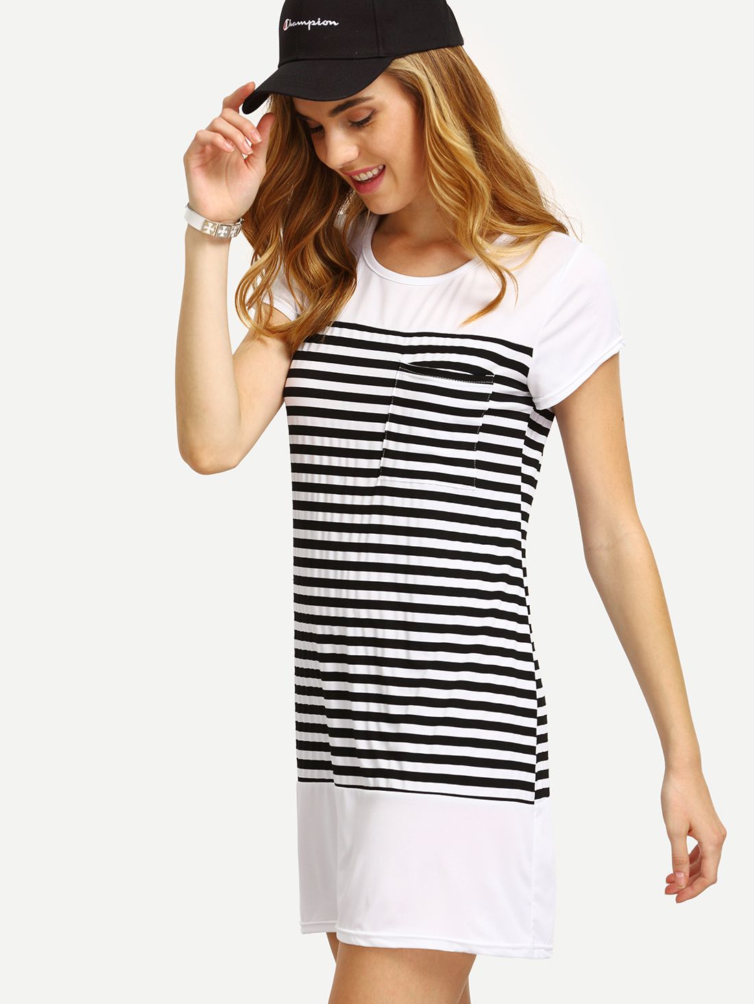 Short Sleeve Striped Dress