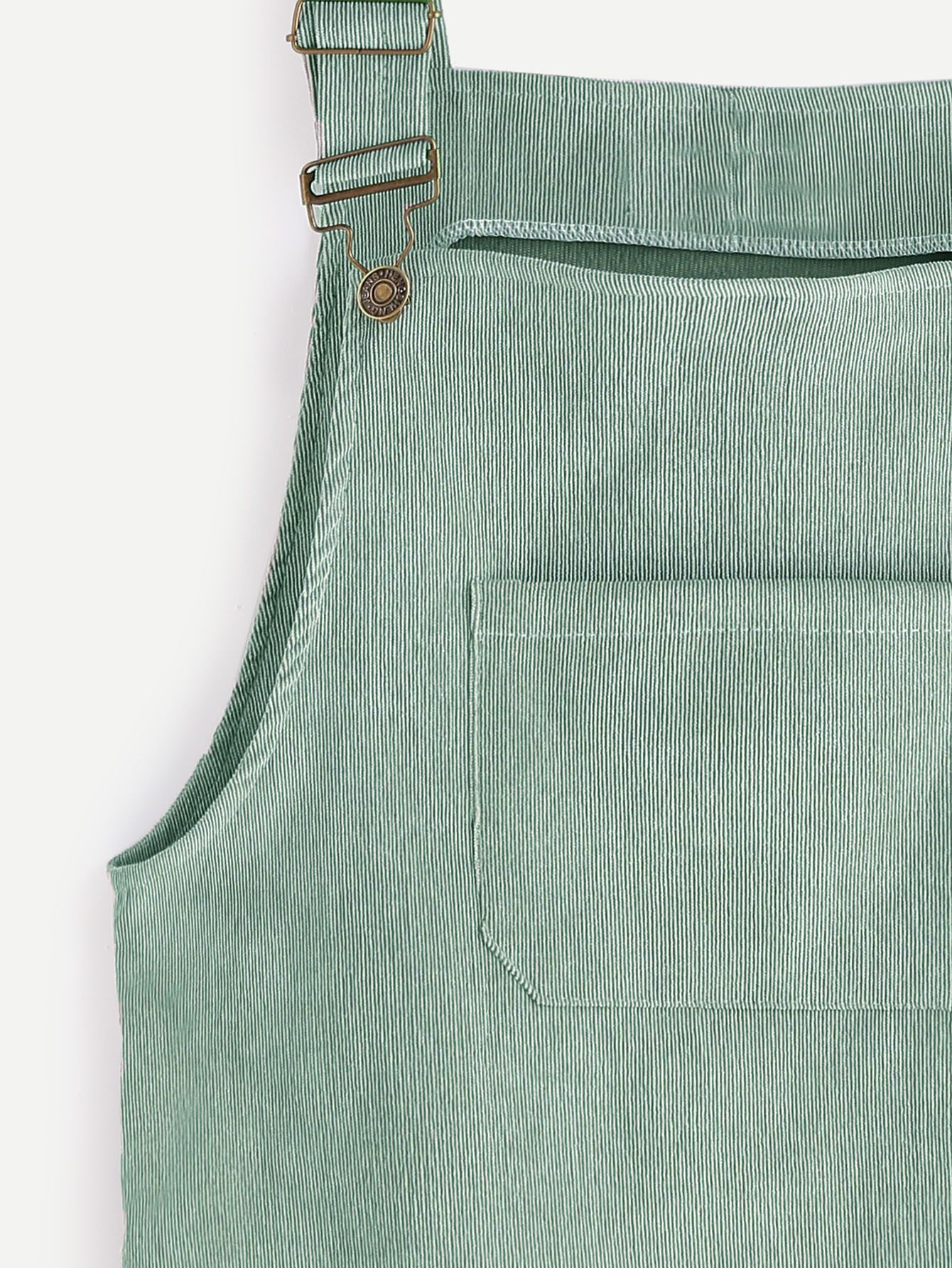 Green Corduroy Pinafore Dress With Pockets