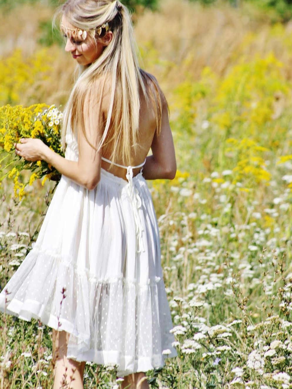 Pale Apricot Halter Backless Pleated Dress