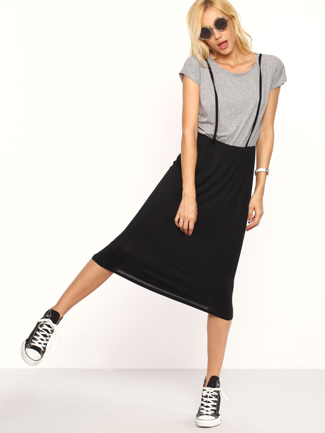 Contrast 2 In 1 Tee Dress