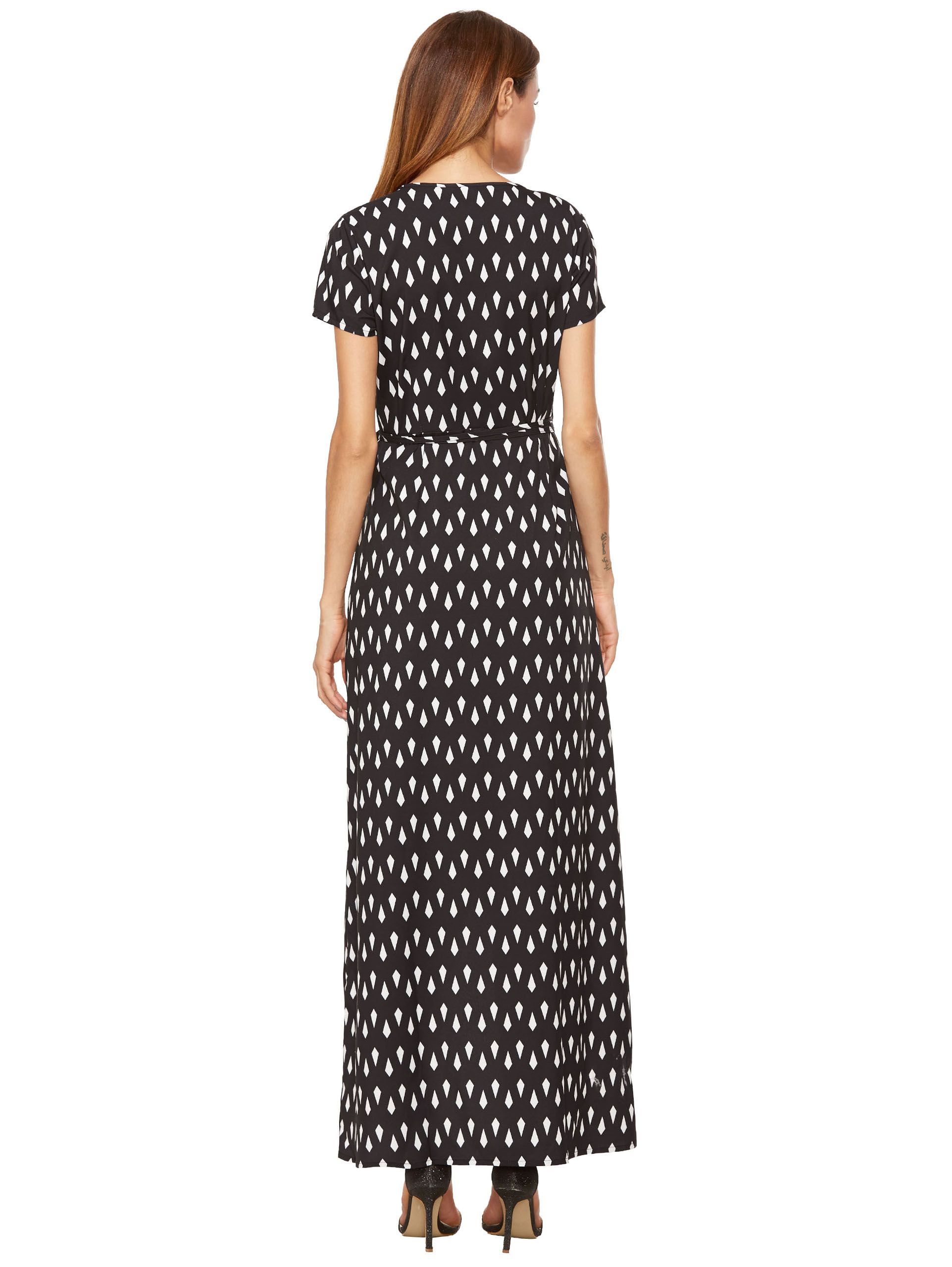 Black White Print Split Long Dress