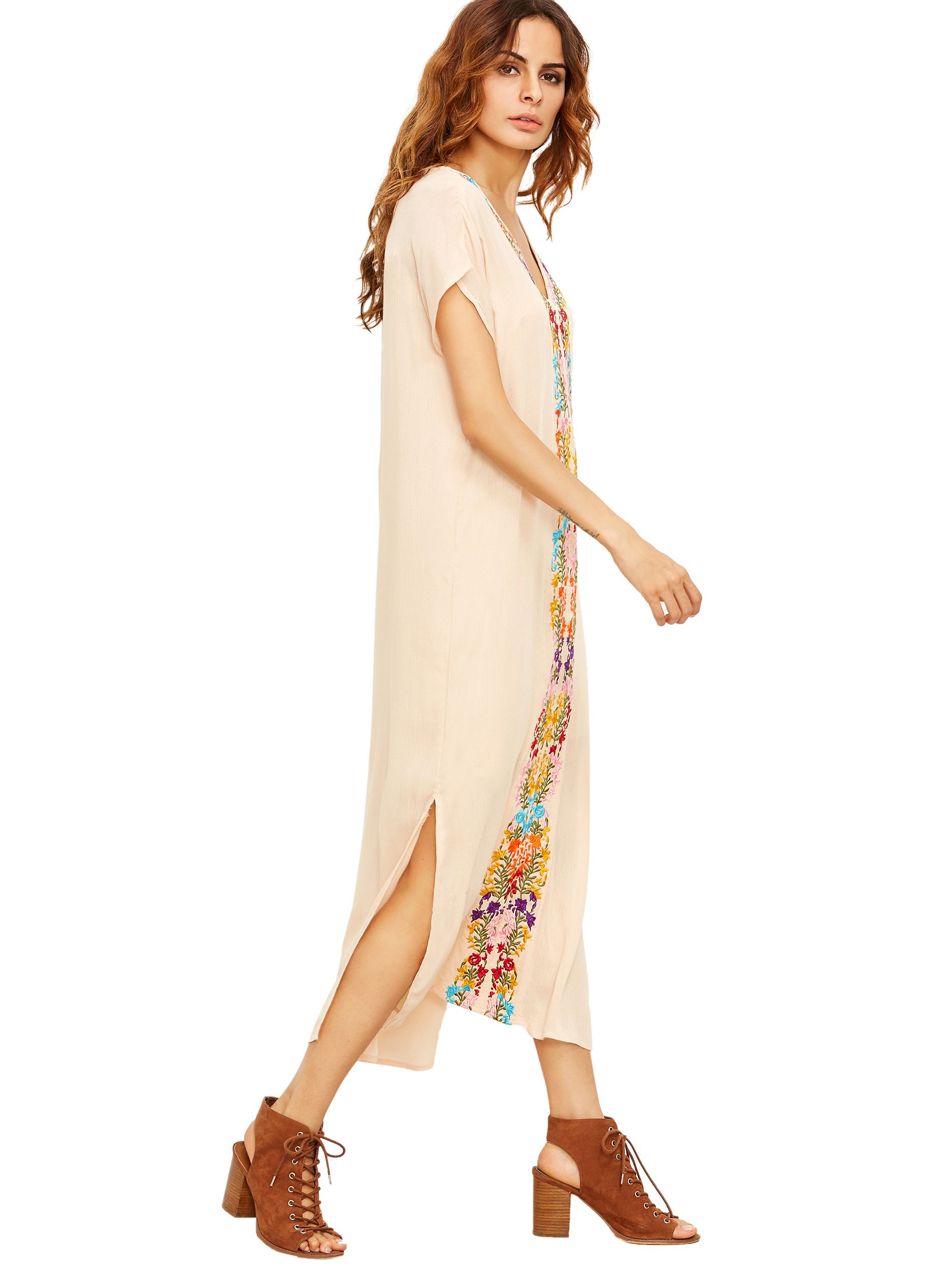 Placement Print Split Side Maxi Dress