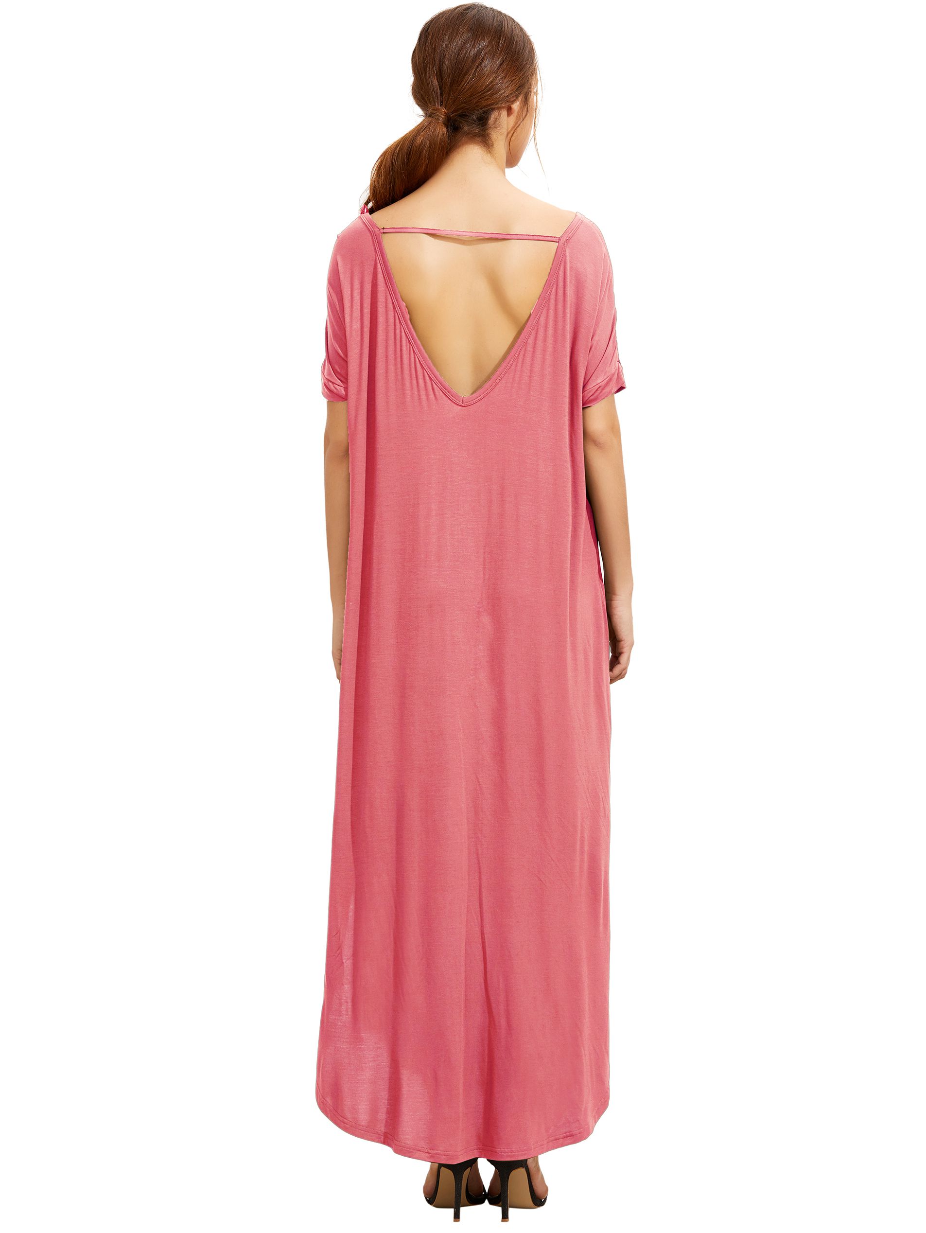 Dark Pink Sleeve Pocket Split Side Dress