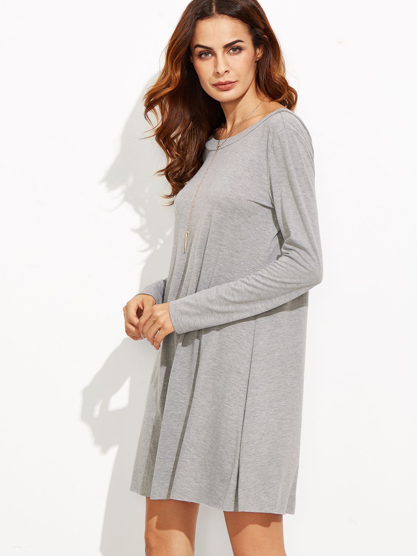 Heather Grey V Back Tee Dress