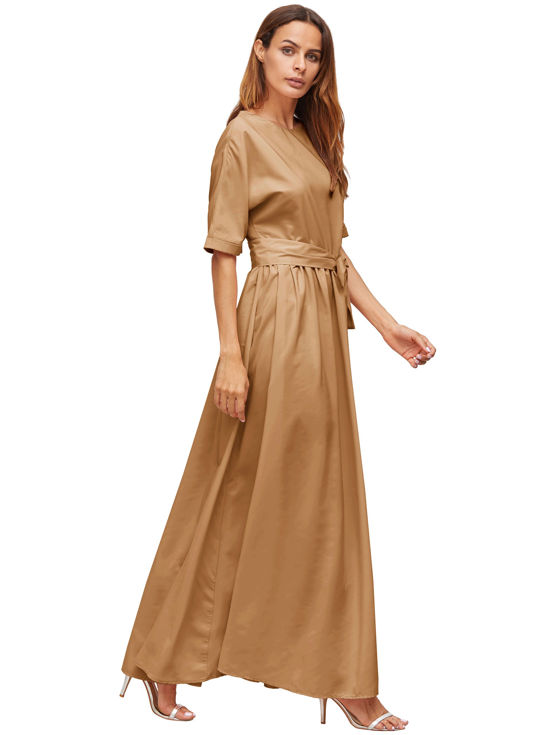 Khaki Tie Front Detail Maxi Dress