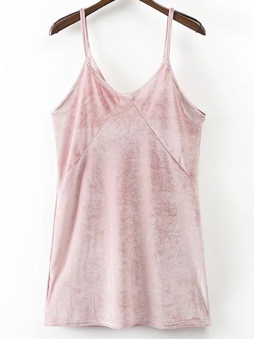 Pink Velvet Mini Cami Dress