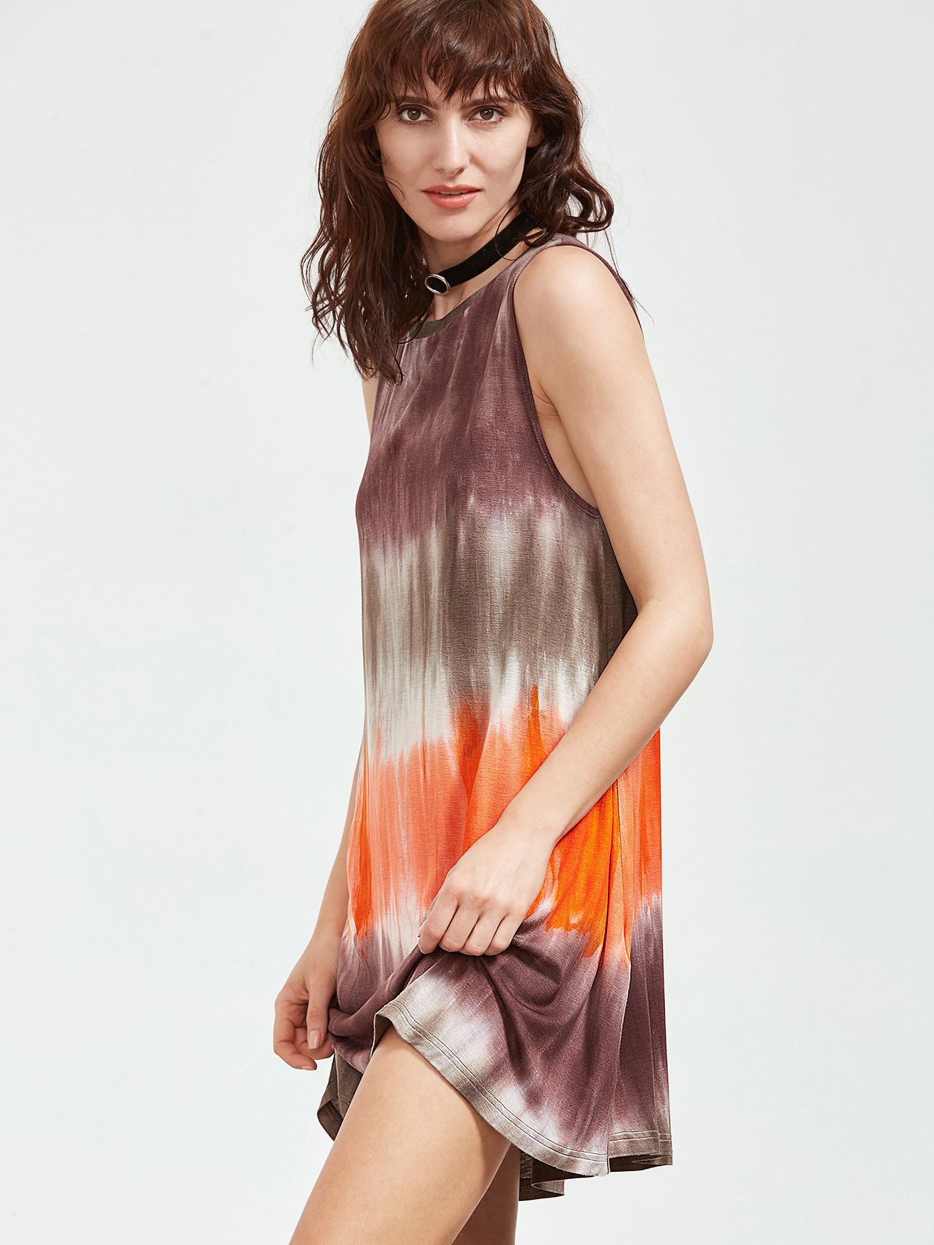 Multicolor Tie Dye Print Sleeveless Dress