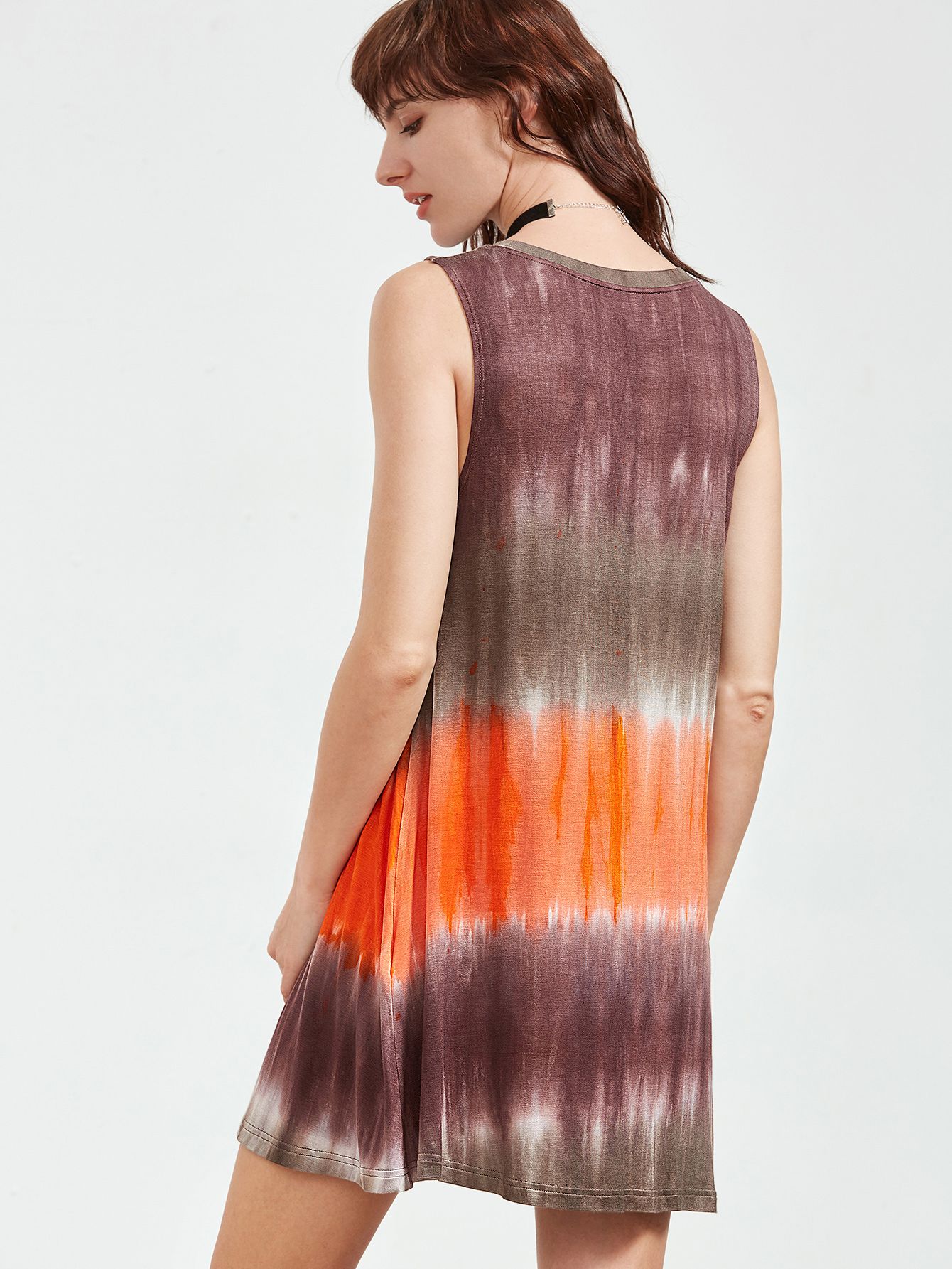 Multicolor Tie Dye Print Sleeveless Dress