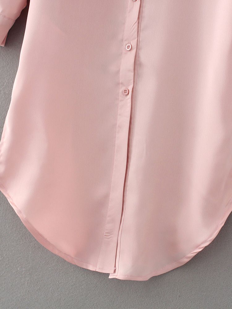 Pink Embroidered Back Slit Side Shirt Dress